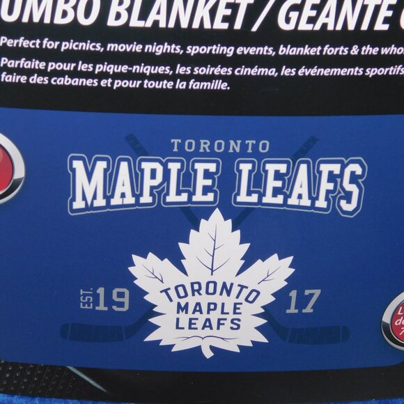 NHL Toronto Maple Leafs Hockey Jumbo Plush Fleece Blanket NEW 62" x 90" - Picture 3 of 6